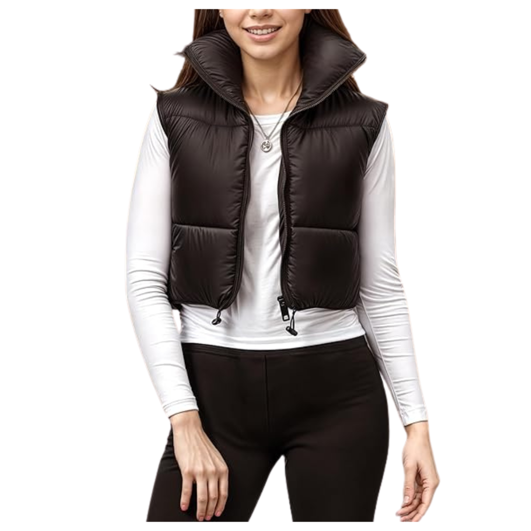 Women's Cropped Puffer Lightweight Padded Gilet Vest