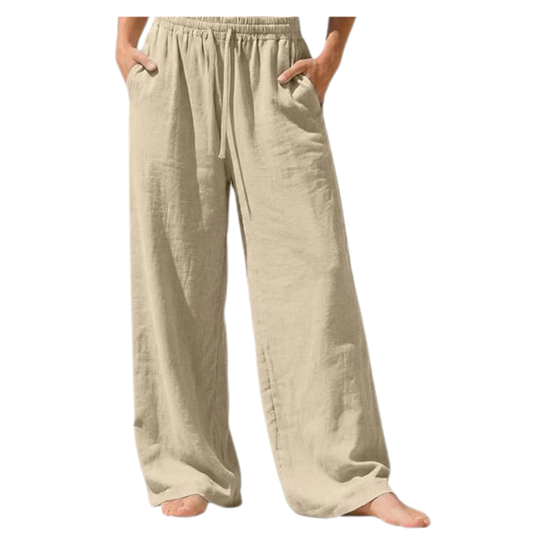 Women's Linen Wide Leg Drawstring Pants With Pockets