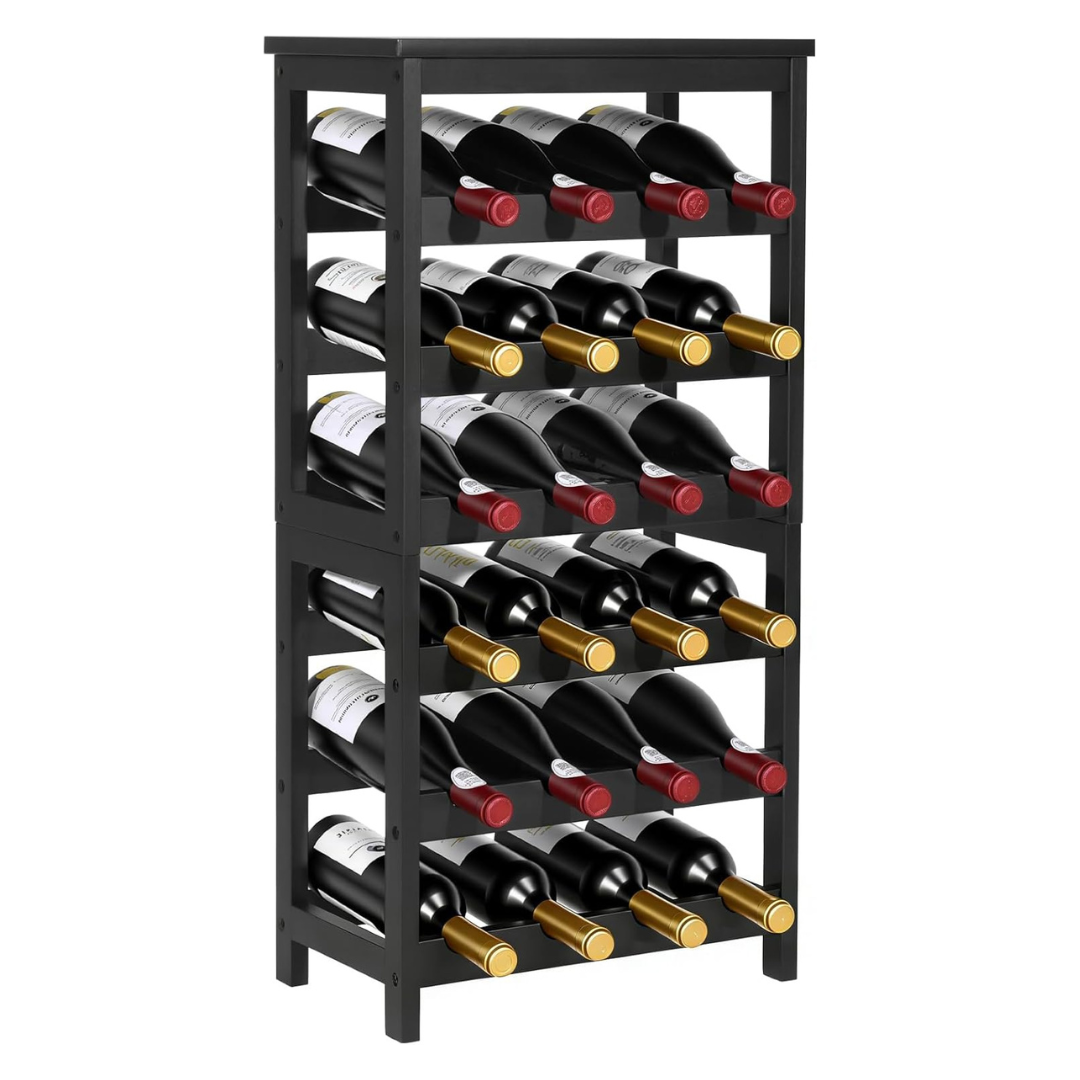 VEVOR 24-Bottle Bamboo Wine Rack With Table Top