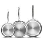 Whole Body Tri-Ply Stainless Steel Frying Pan Set (8"/10"/12")