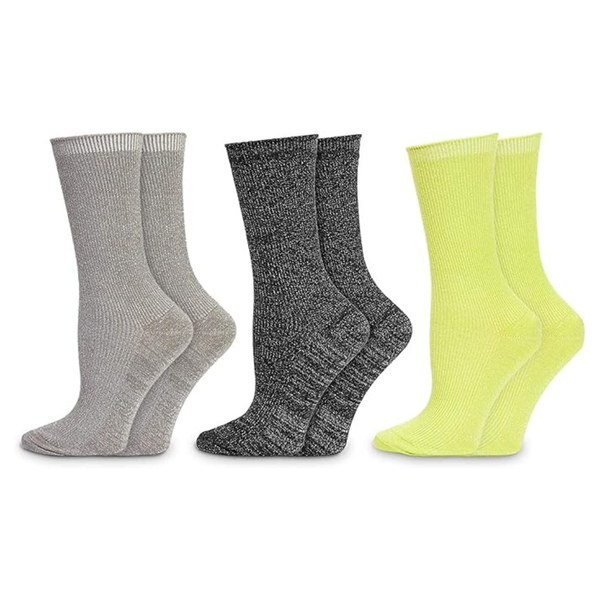 3-Pairs Women's Casual Mid Calf Glitter Crew Socks