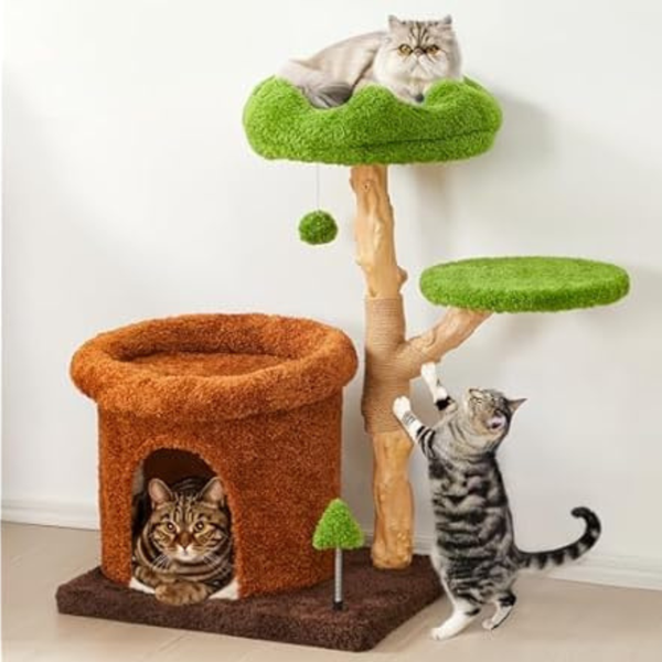 32" Soft Plush Multi-Level Wooden Cute Cat Tree