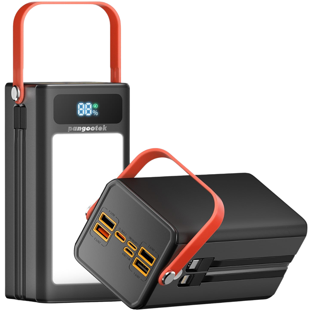 27000mAh 99Wh Portable Power Bank With Built-In Cables & Flashlight