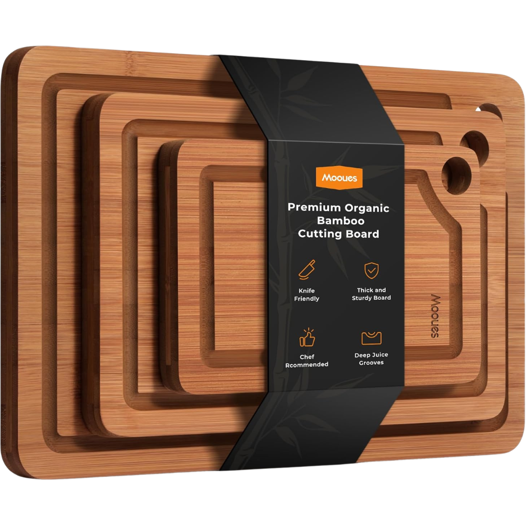 Mooues 3-Piece Bamboo Wooden Cutting Boards Set