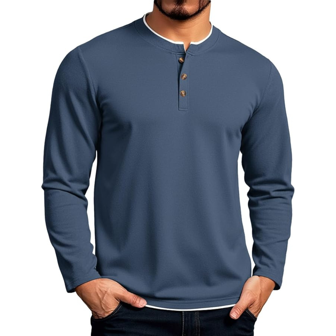Men's Henley Thermal Pullover Shirts