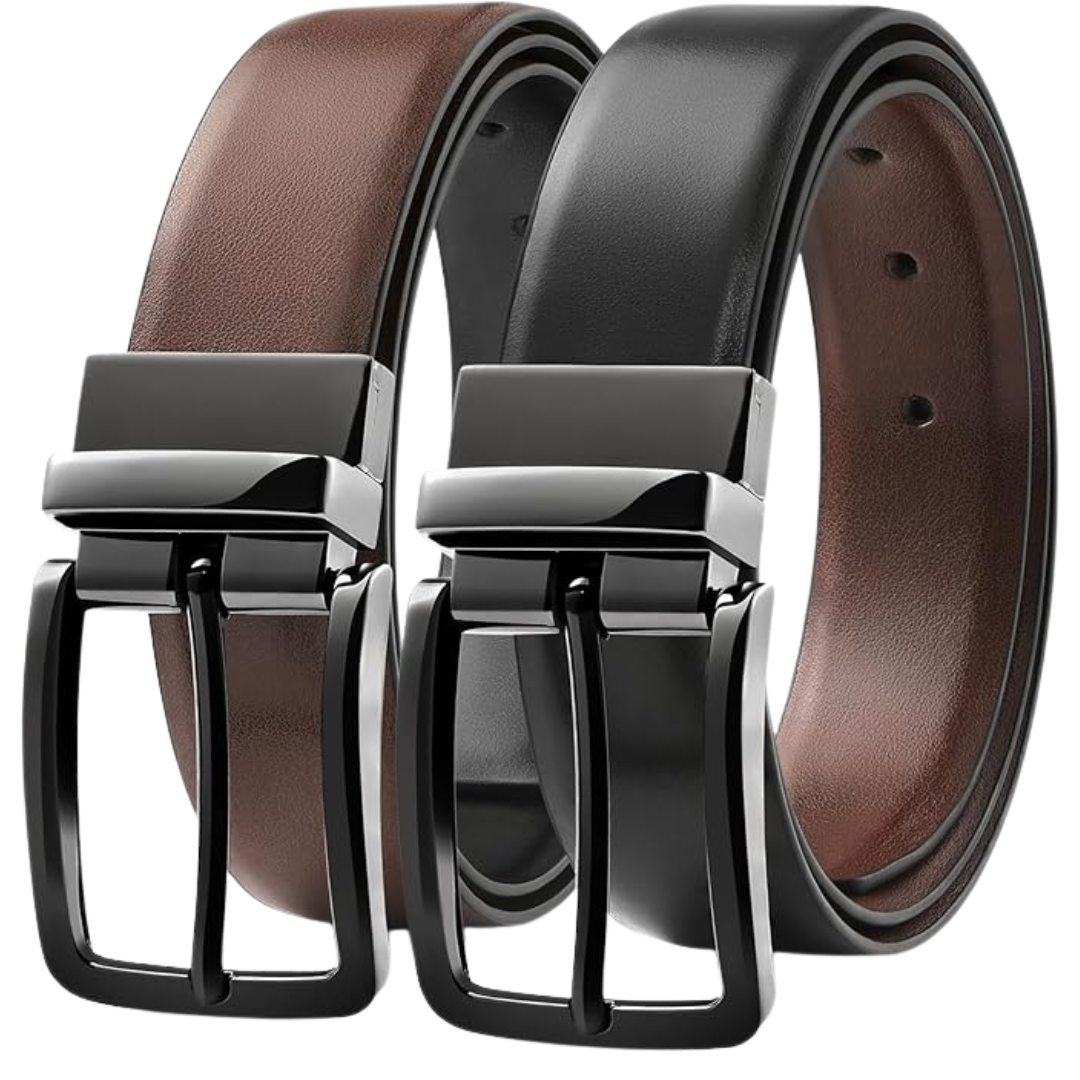 Mens Reversible Double Style Soft Leather Belt