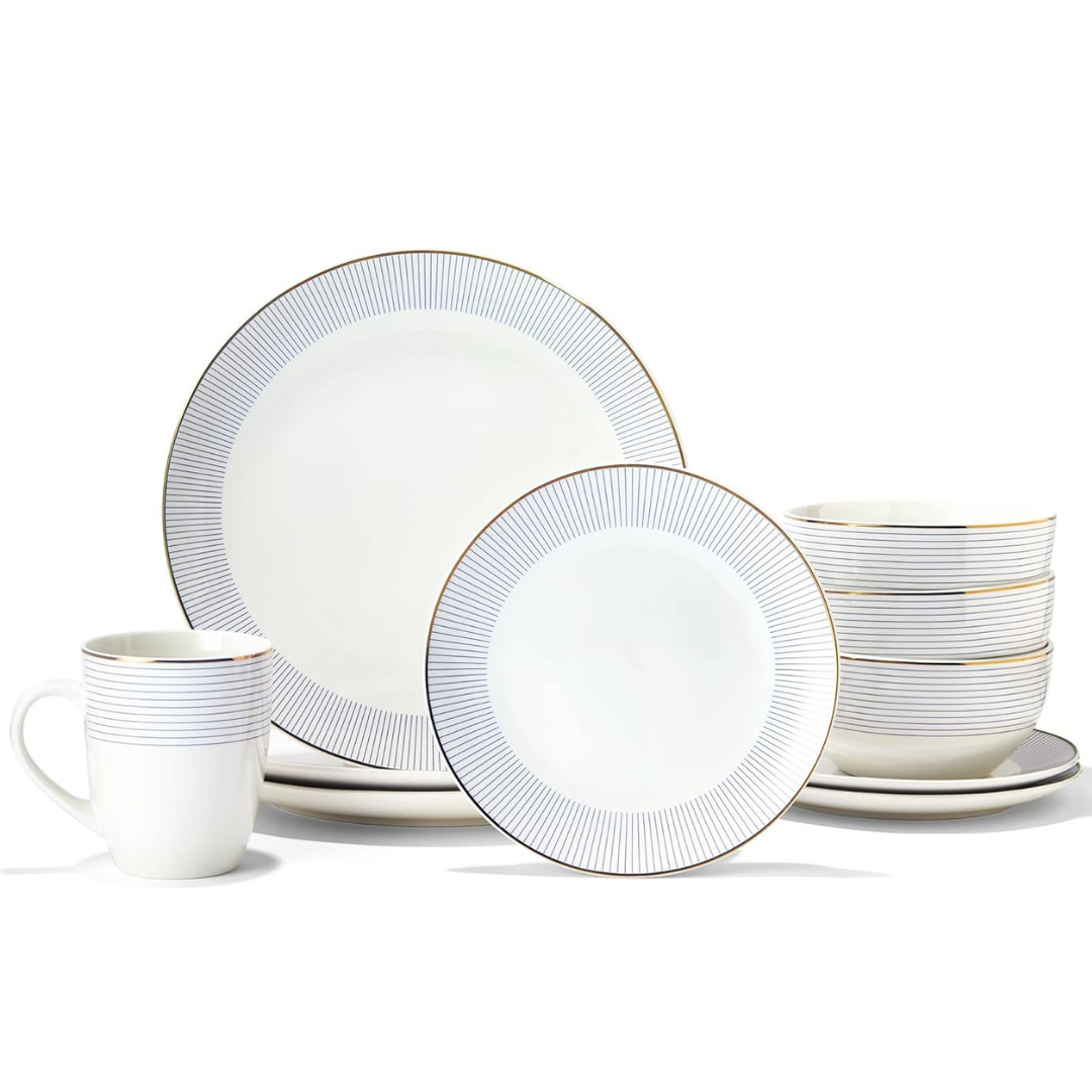 16-Piece Elle Collection Lorraine Round Dinnerware Set
