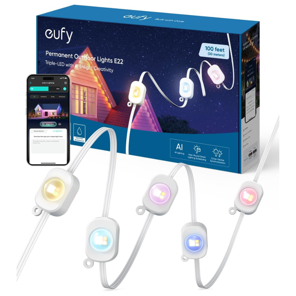 100ft eufy Permanent Outdoor E22 60 Triple-LED Lights W/ Cameras