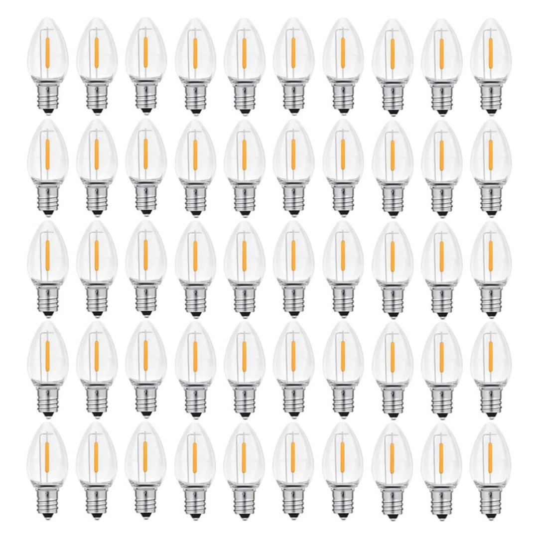 50-Pack C7 Clear Led Replacement Waterproof Light Bulbs