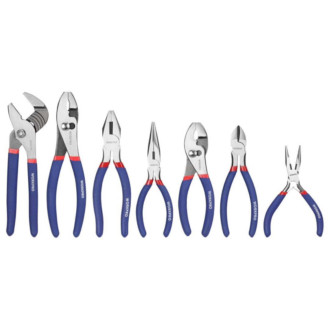 7-Piece Workpro Double Dipped Coating Non Slip Pliers Kit