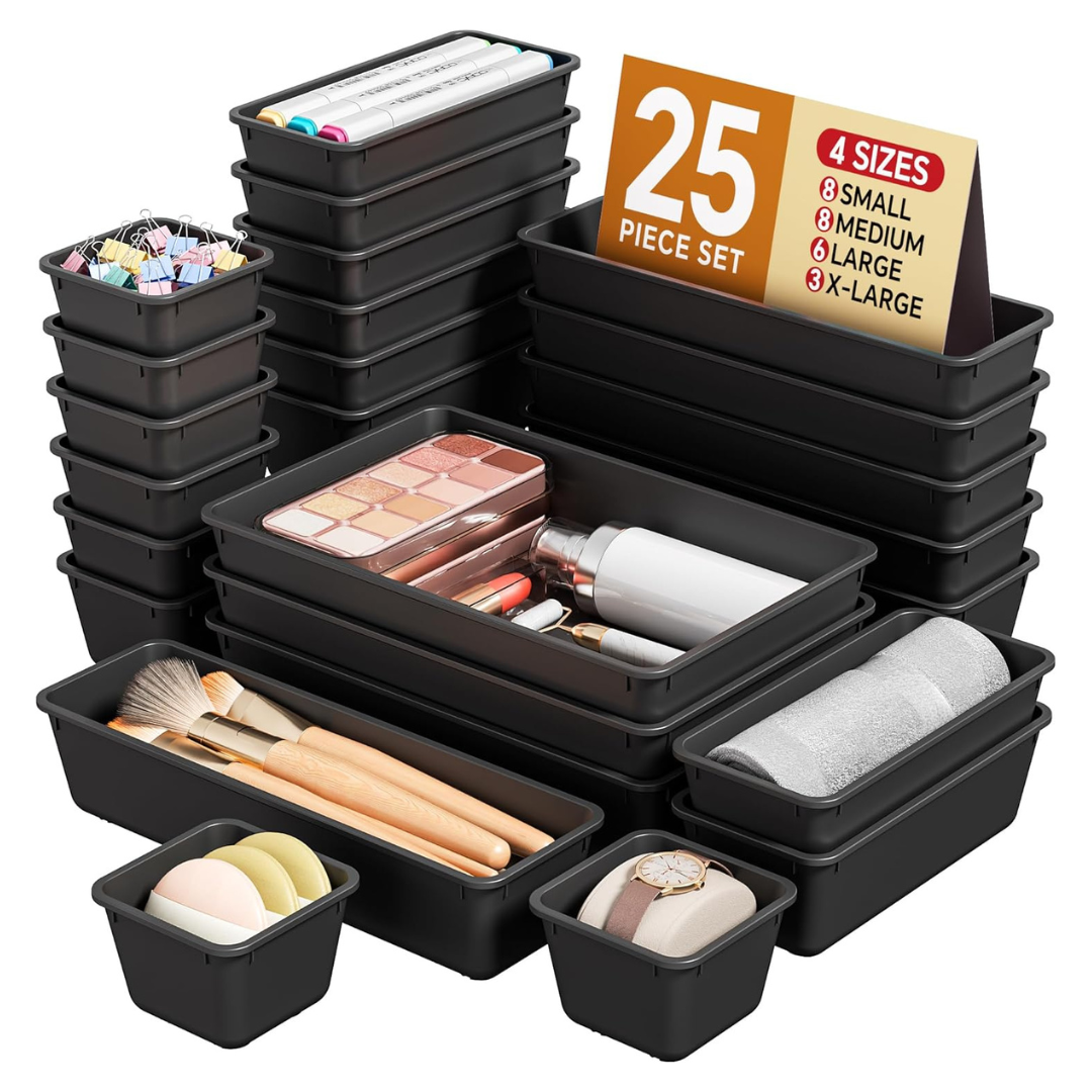 25-Pieces Kemethy Plastic Drawer Organizers Set