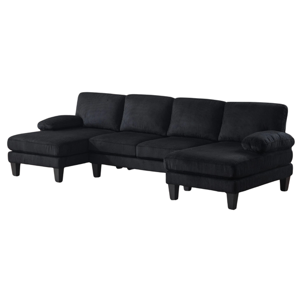Ktaxon 111" Corduroy U-Shaped Sectional Sofa With Double Chaise