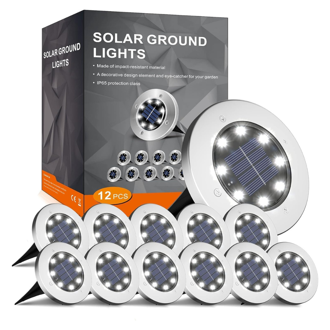 12-Pack 8 LED Garden Outdoor Waterproof Solar Lights