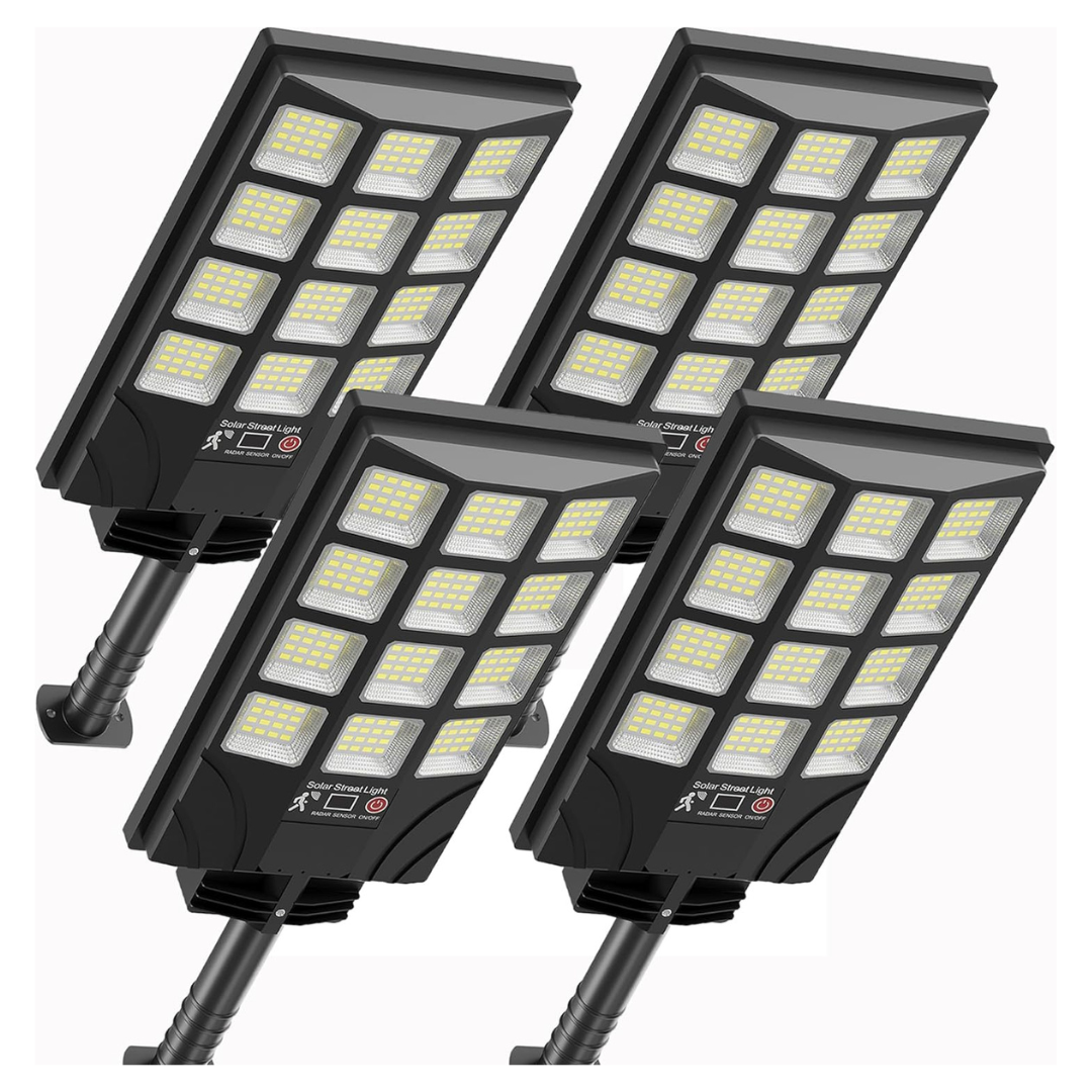 4-Pack Motion Sensor 6500K LED Solar Street Lights