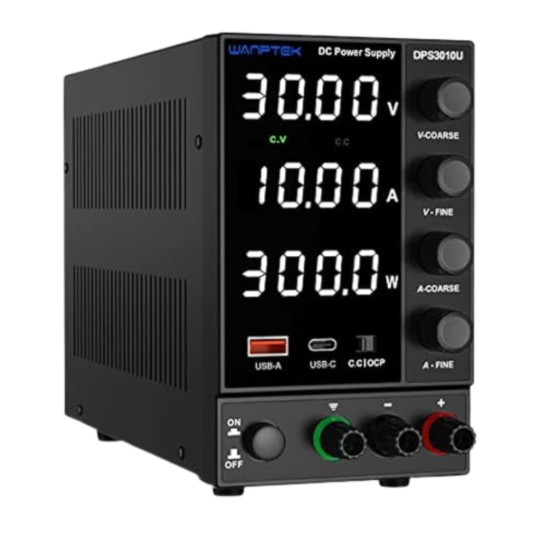 Wanptek 30V 10A Adjustable DC Power Supply With USB & Type-C