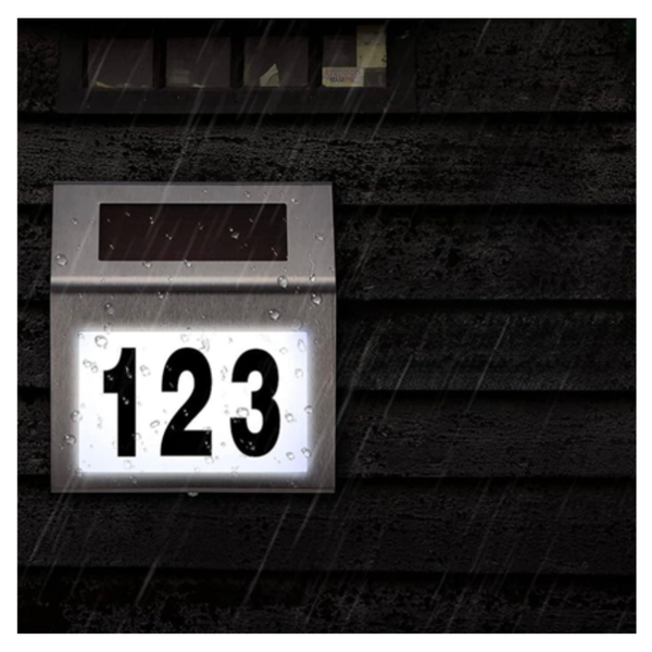 Solar LED Address Sign House Number Light With White LEDs