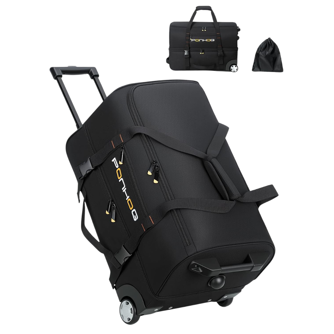Ponhog 22" Water Resistant Rolling Duffle Bag With Wheels