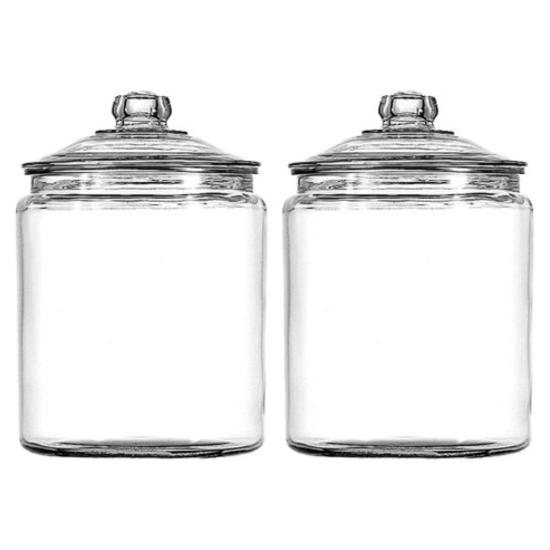 Set Of 2 Anchor Hocking Heritage Hill Glass Jar With Lid