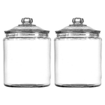 Set Of 2 Anchor Hocking Heritage Hill Glass Jar With Lid