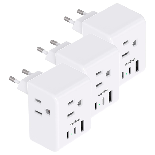3-Pack One Beat European Travel Plug Adapter