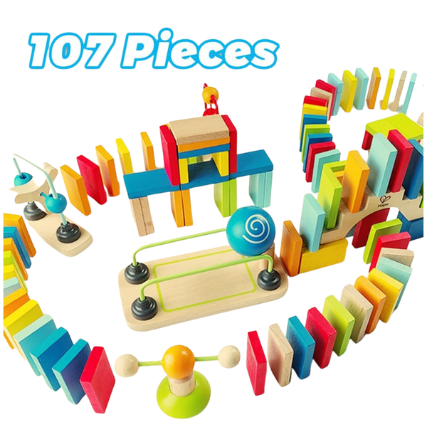 107-Piece Kids Hape Dynamo Wooden Domino Set