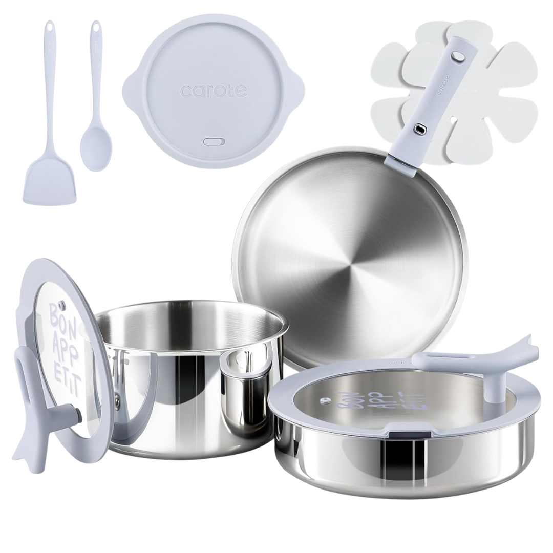 11-Piece Carote Tri-Ply Stainless Steel Non Stick Cookware Set