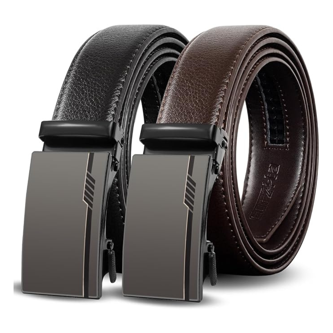2-Pack Truyis Men's Adjustable Slide Leather Ratchet Belts (Various)