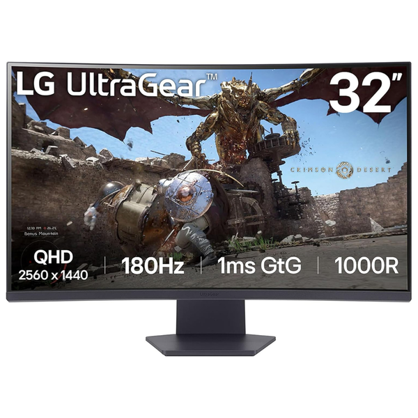 32" LG UltraGear Curved WQHD 180Hz 1ms HDR VA Freesync Gaming Monitor