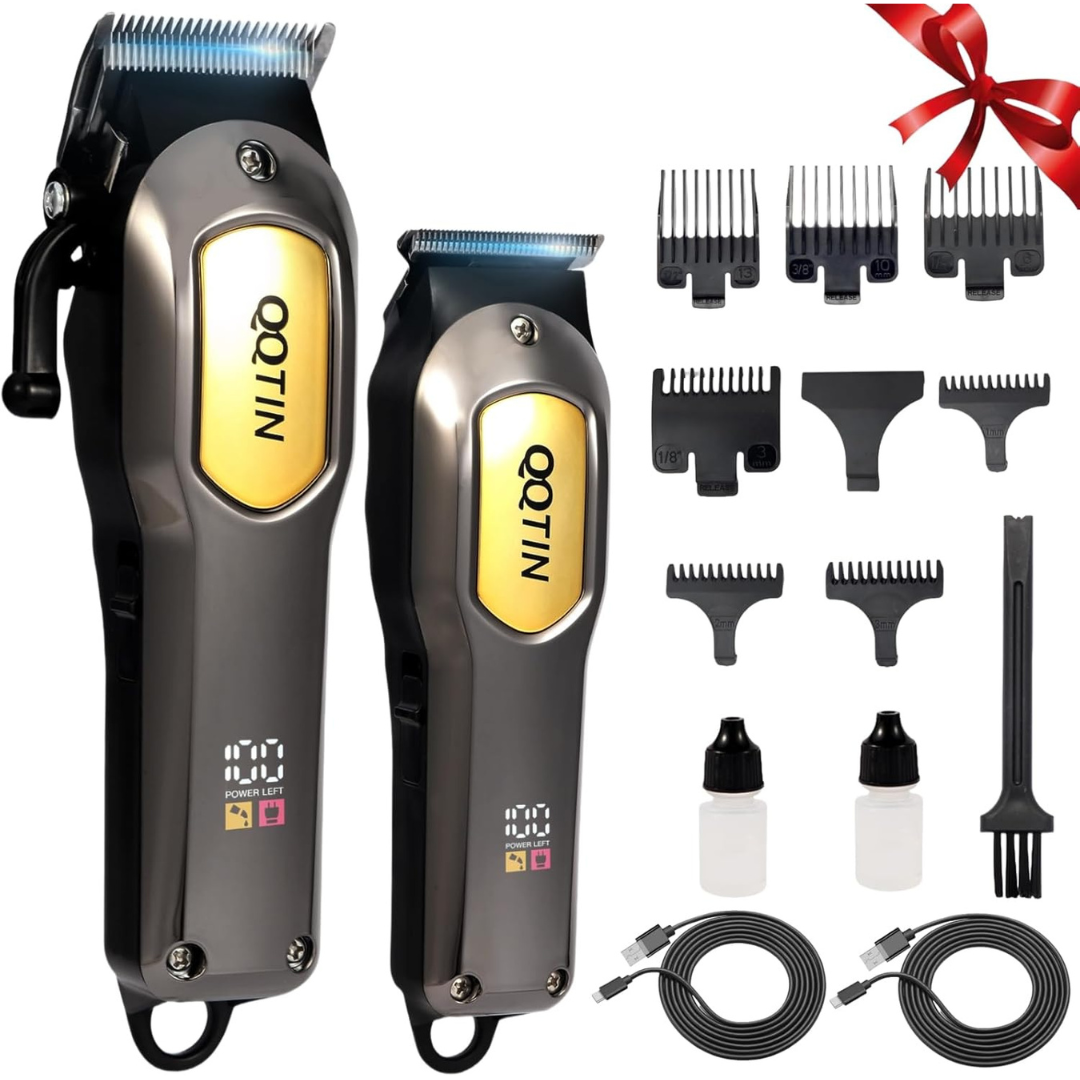 QQTIN Men's Professional Cordless Hair Clippers & Trimmer Set