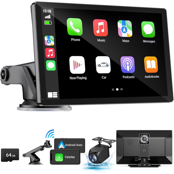 Hauxiy 9" Wireless Carplay Touchscreen & Auto Car Stereo