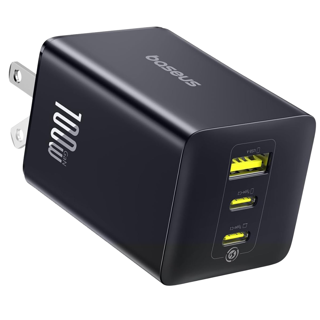 100W Baseus EnerFill 3-Port USB-C GaN Wall Charger (2x USB-C & USB-A)