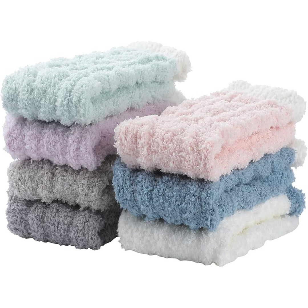 7-Pairs Women's Fluffy Coral Fleece Slipper Socks