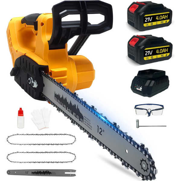 12" Cordless Chainsaw with 2 x 4000mAh Battery and Charger