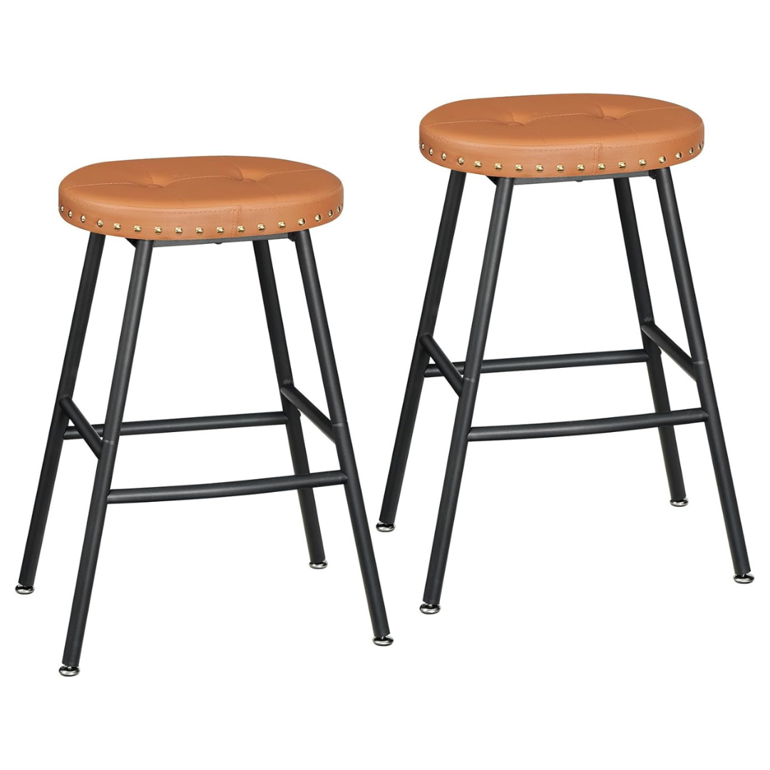 Set of 2 Modern Counter Height PU Padded Counter Bar Stools