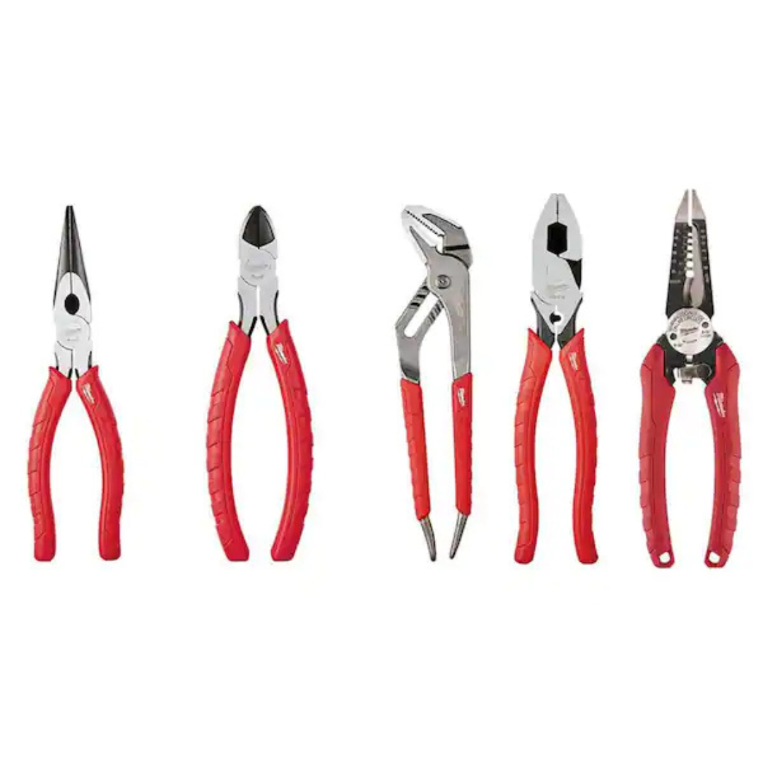 5-Piece Milwaukee Electrician's Pliers Hand Tool Set