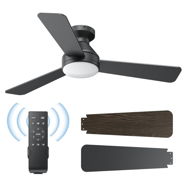 42" 6 Speed 3CCT Low Profile Ceiling Fan With Light And Remote