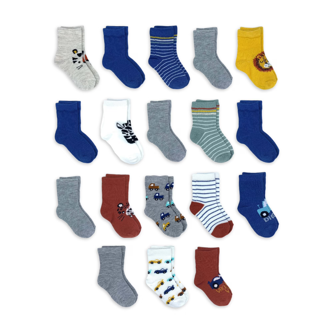18-Pack Wonder Nation Baby And Toddler Boys Crew Socks