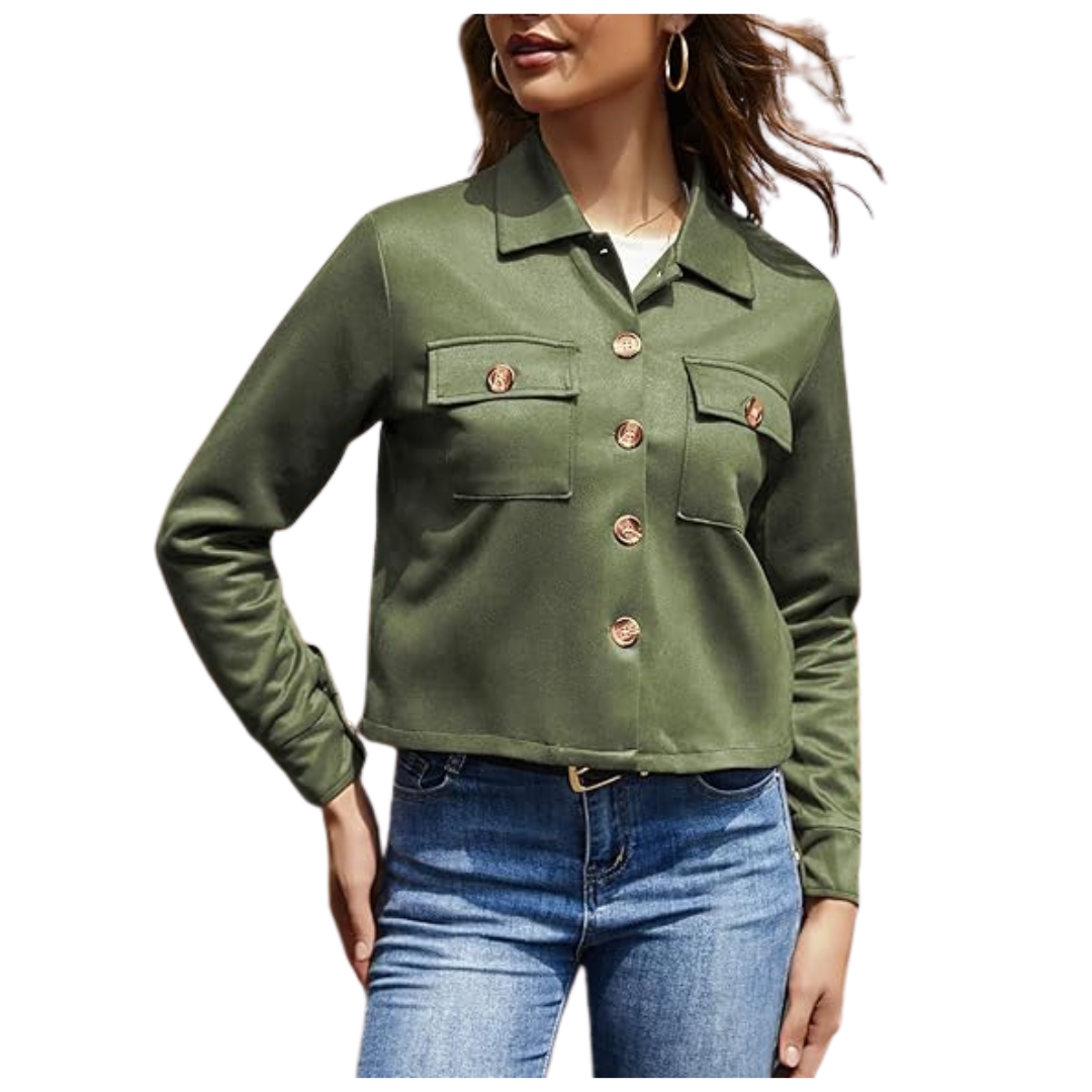 Women's Faux Suede Cropped Jacket (2 Colors)