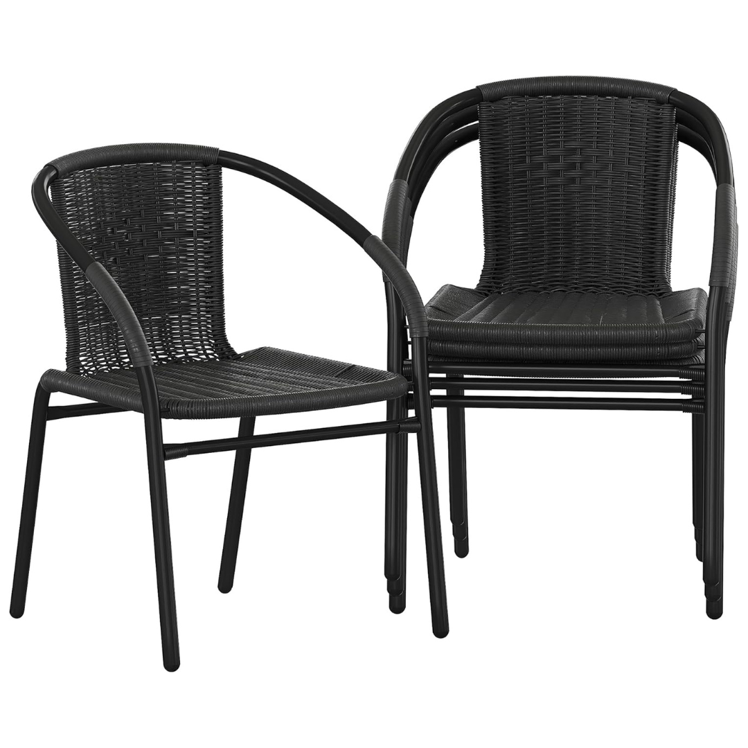 Set of 4 Flash Furniture Lila Modern Rattan Dining Chairs