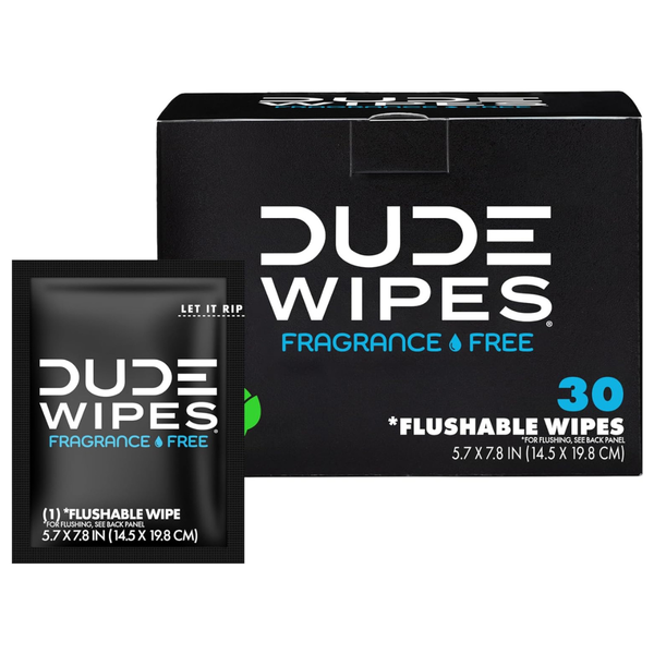 30-Count Dude Extra-Large Flushable Unscented Travel Wipes