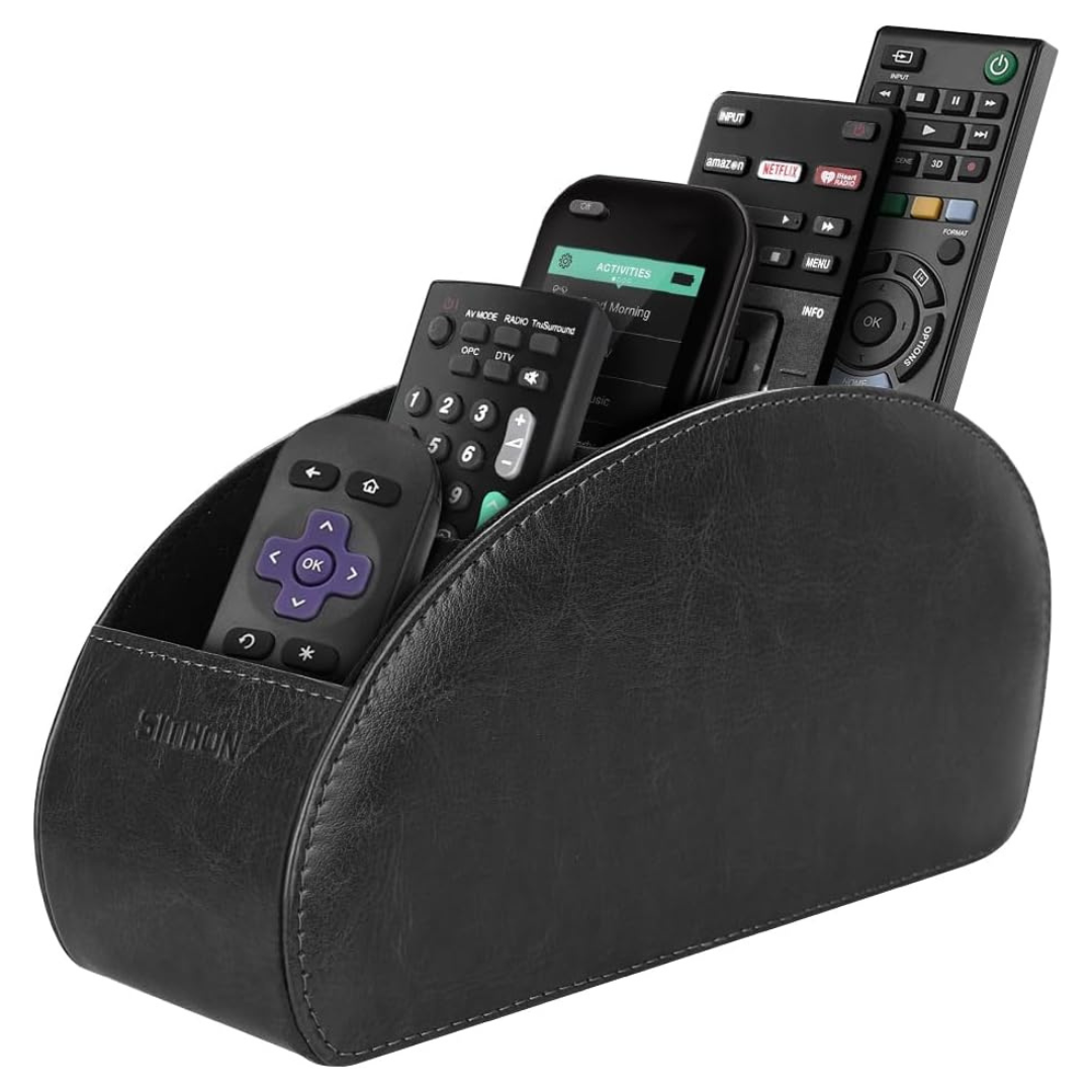 PU Leather Remote Control Holder With 5 Compartments