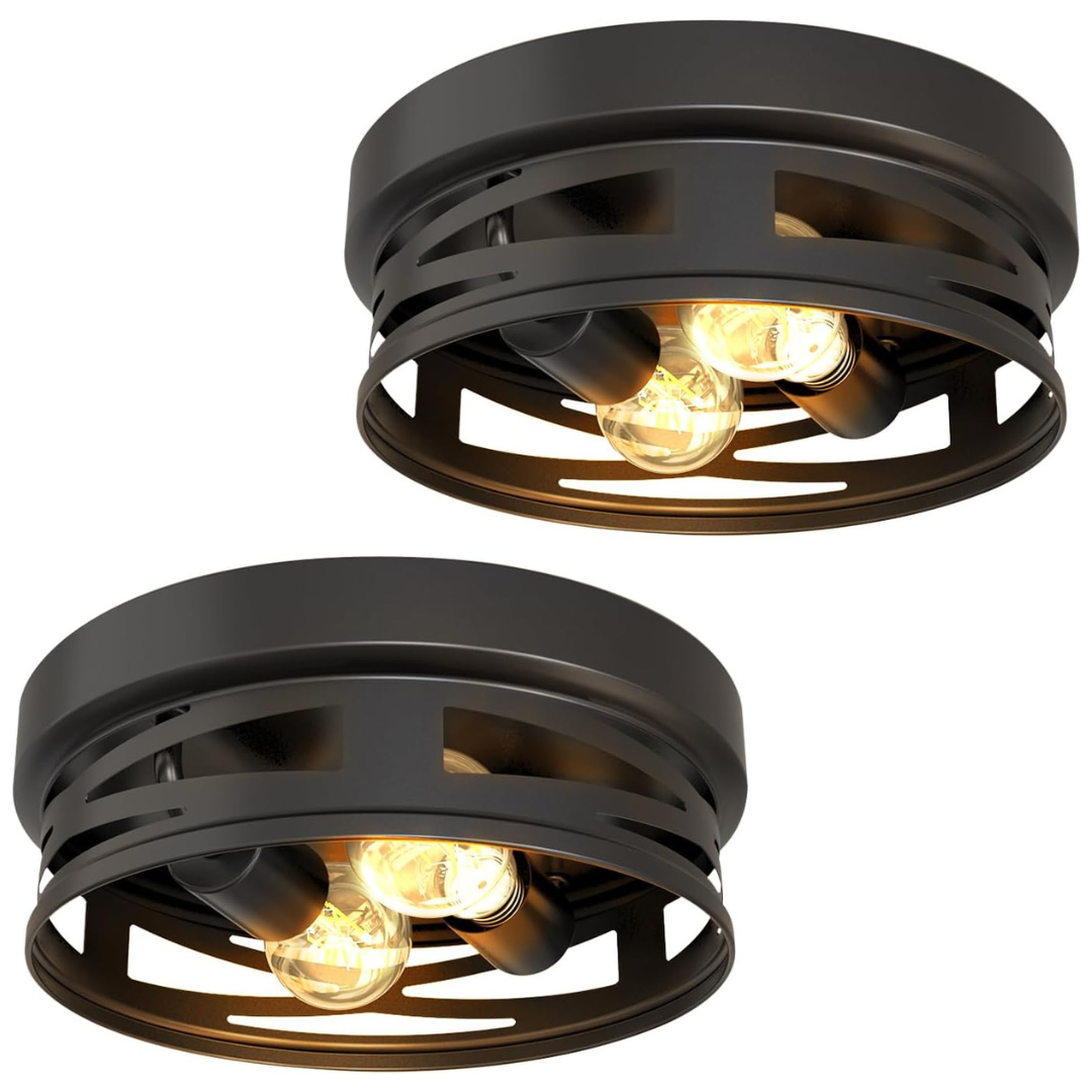 2-Pack 11" Flush Mount Ceiling Light With LED Bulbs