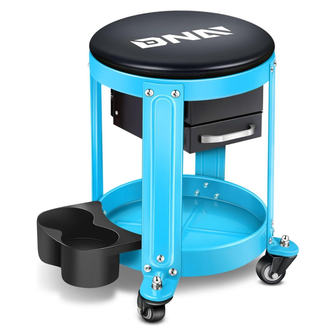 Round Mechanics Roller Seat Creeper Stool W/ Drawer & Tray