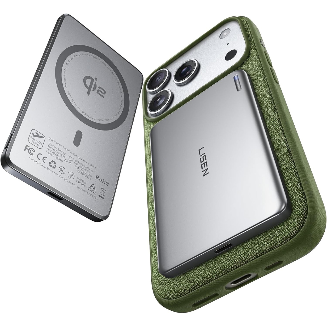 LISEN Qi2 15W MagSafe 5000mAh Slim Wireless Power Bank