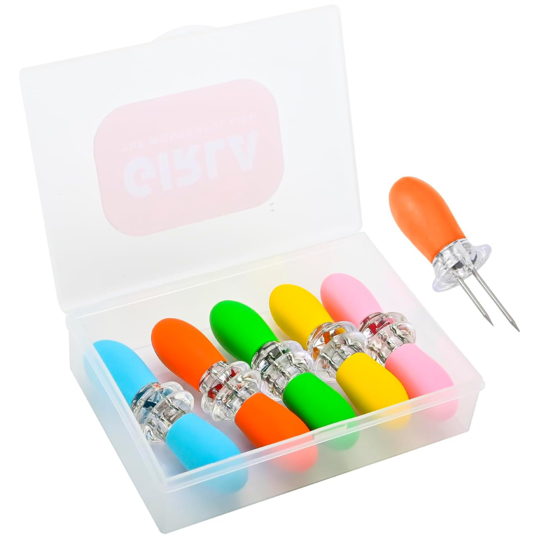 5-Pairs Interlocking Corn On the Cob Holders Set With Silicone Handles