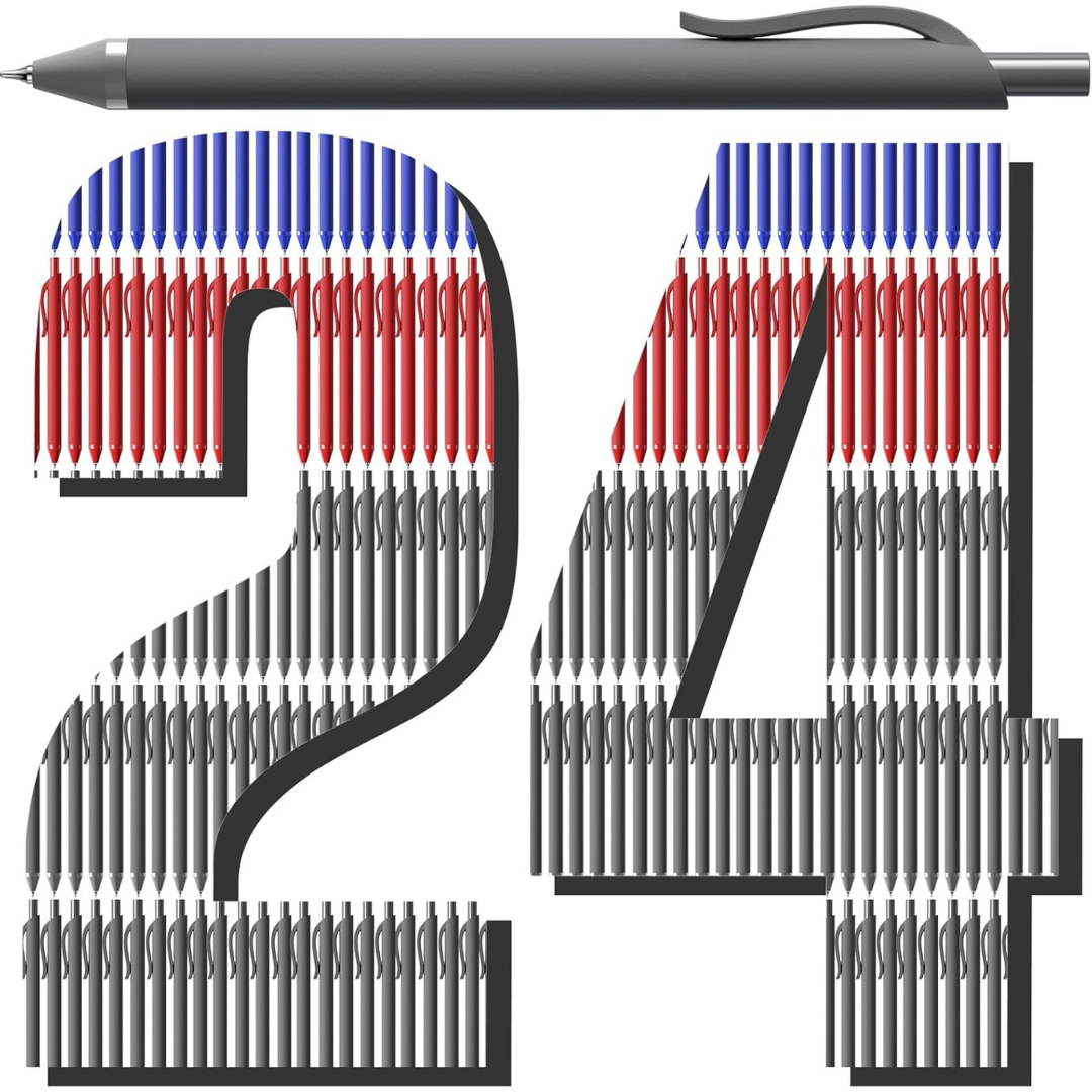 24-Count Retractable Smooth Writing Pens