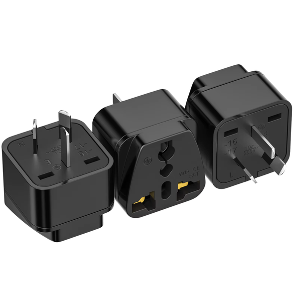 3-Piece 250V Universal Wall Plug Travel Adapter
