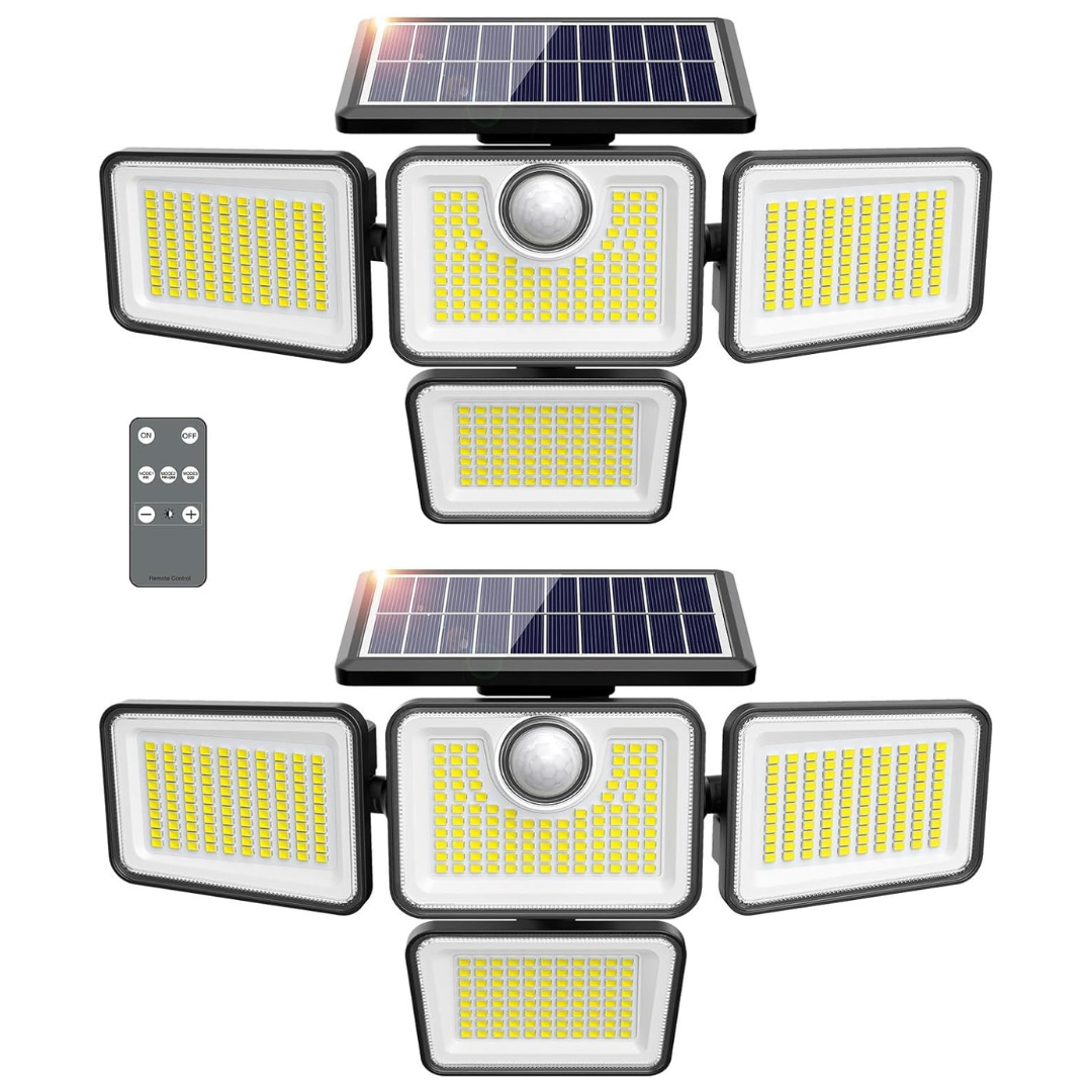 2-Pack 4500LM Solar Outdoor Motion Adjustable Sensor Light