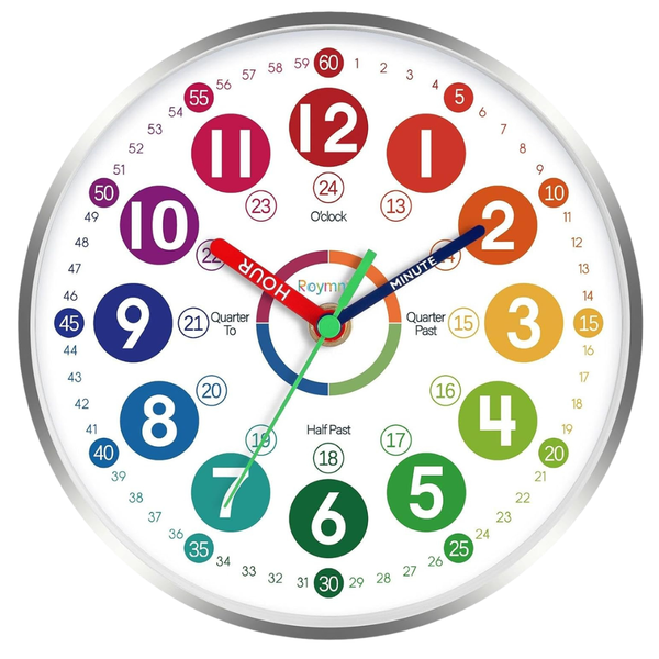 8" Teaching Time Battery Operated Wall Clock