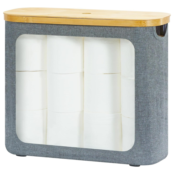 Rosos 9-12 Roll Toilet Paper Storage W/ Bamboo Lid